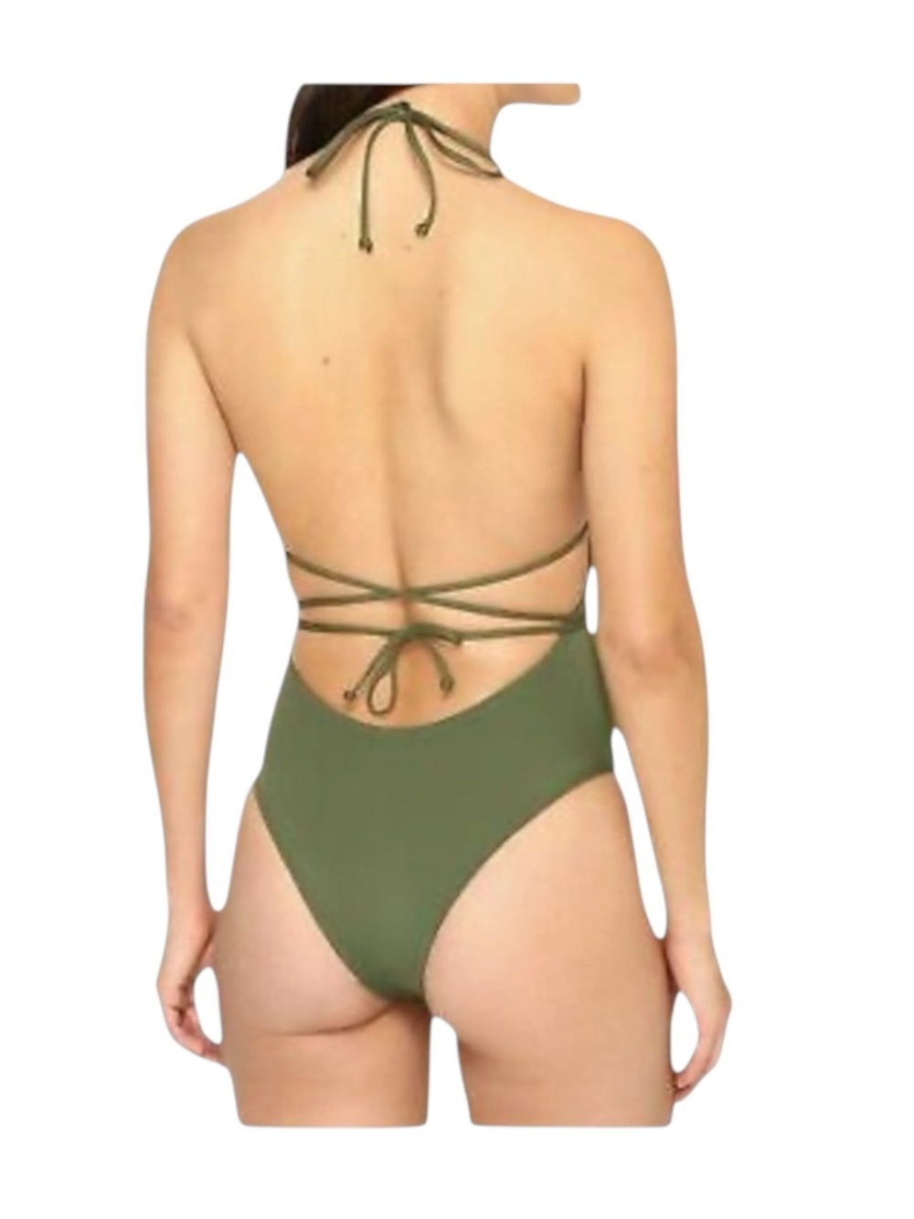 L*Space ☼ Pamela Plunging Strappy Open Back One Piece Swimsuit ☼ Olive Green 10 - Picture 12 of 16